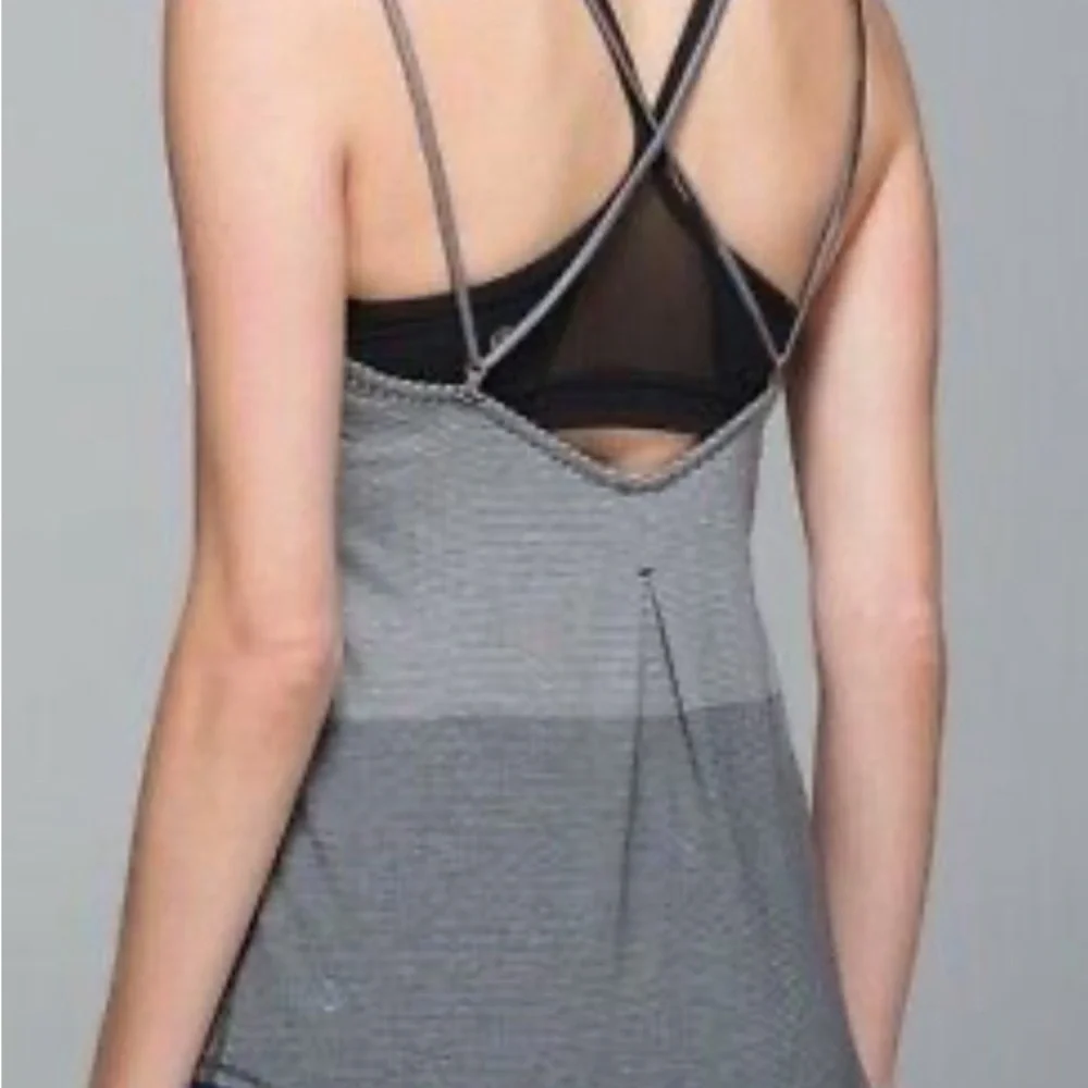 LULULEMON Breezy Strappy Back Tank Top Gray Stripe No Size Tag - Small